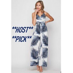 SALE!! Jumpsuit - Tropical Leaves, Palazzo, Surplice Cami wide leg